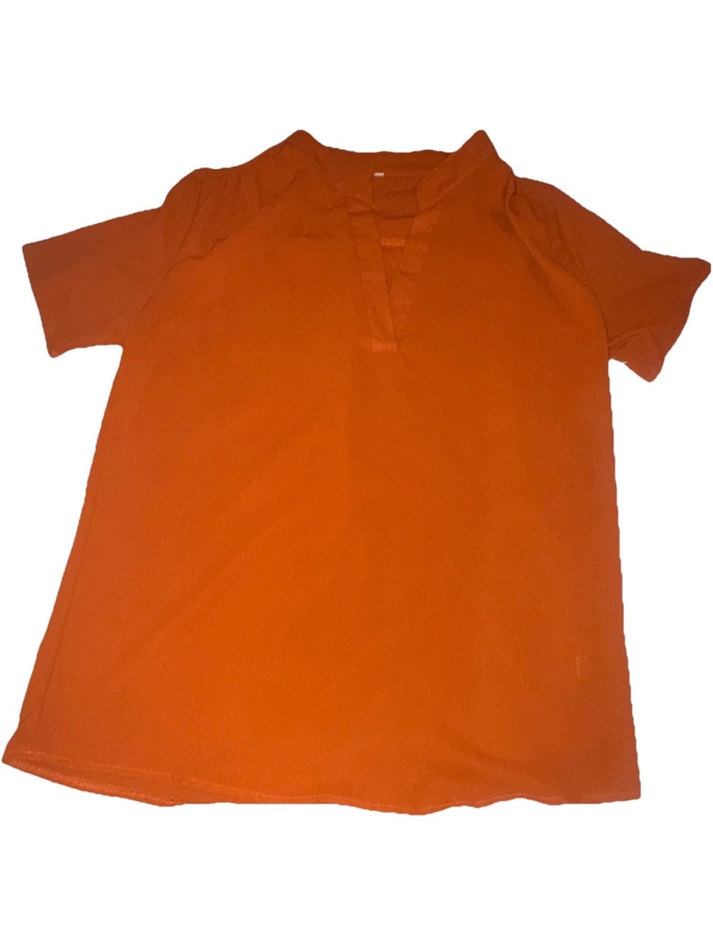 Everyday V-Neck Short Sleeve Blouse - Orange